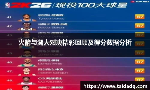 火箭与湖人对决精彩回顾及得分数据分析